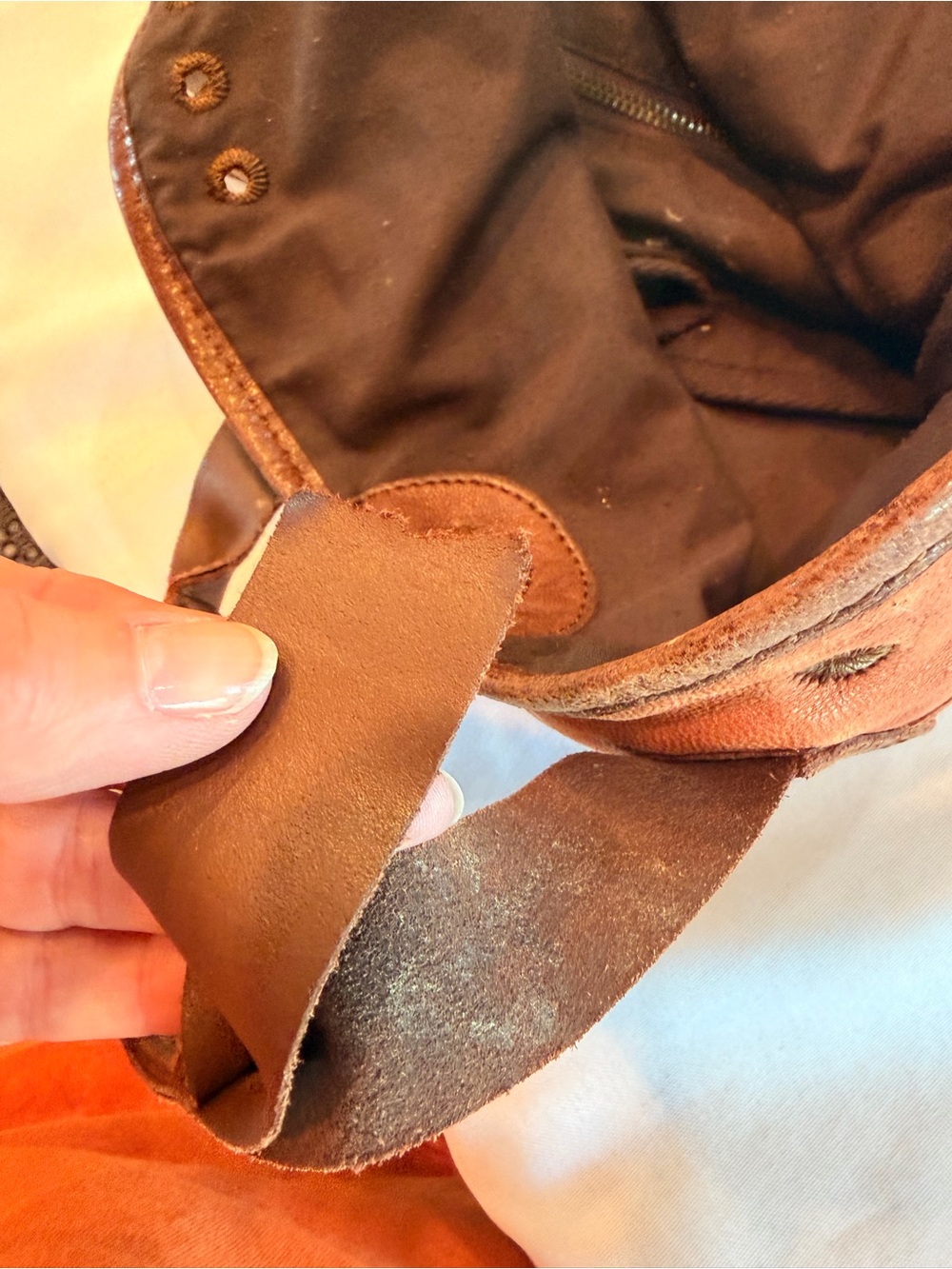 Vintage Lucky Brand Patchwork Suede & Leather Dual Handle Tote in Earth Shades - Picture 9 of 11